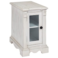 Farmhouse Chairside Table with Glass Cabinet