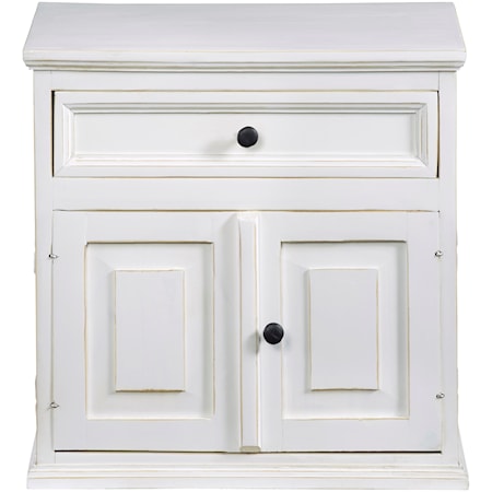 Cottage Style Nightstand with Cabinet and Drawer