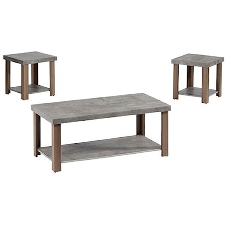 Contemporary 3-Pack Occasional Group with Cocktail Table and Two End Tables