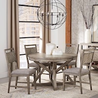 Transitional 5-Piece Table and Chair Set with Leaf