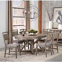 Transitional 7-Piece Table and Chair Set with Leaf