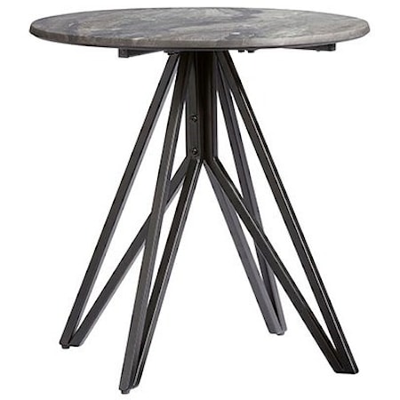 Round End Table with Faux Gray Granite Top