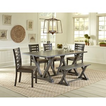 6-Piece Table and Chair Set with Bench