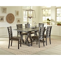 Relaxed Vintage 7-Piece Rectangular Table and Chair Set with Trestle Base