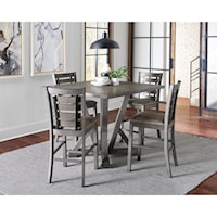 Relaxed Vintage 5-Piece Counter Height Table and Chair Set with Symmetrical Base