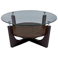 Transitional Round Glass Top Cocktail Table