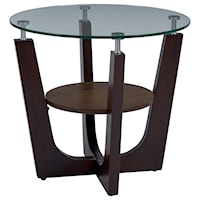 Transitional Round Glass Top End Table