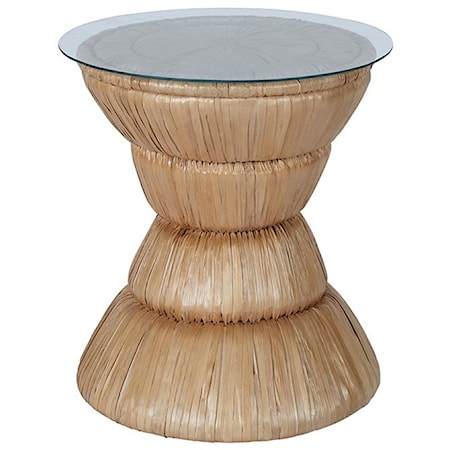 Tropical Accent Table/Stool with Tempered Glass Top