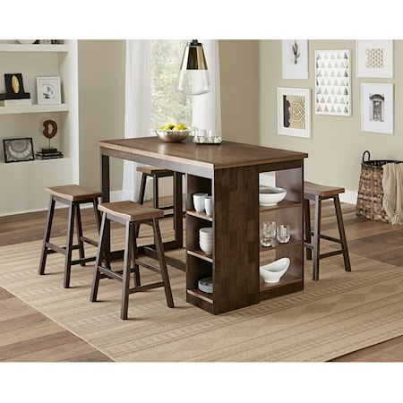 Casual Counter Height Table and Stool Set