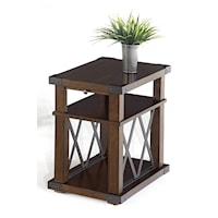 Industrial Chairside Table with X-Shaped Metal Motifs