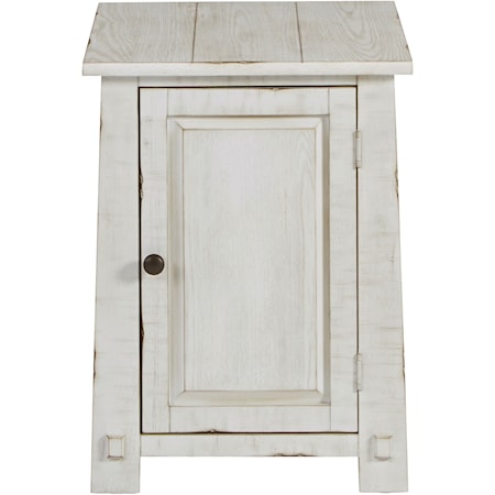 Farmhouse Chairside Table with Cabinet