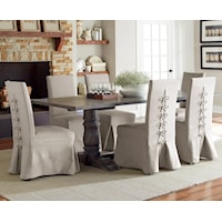 5-Piece Rectangular Dining Table Set with Parsons Chairs