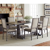 5-Piece Rectangular Dining Table Set with Upholstered Back Chairs