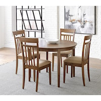 Transitional 5-Piece Table and Chair Set with Extendable Leaf and Upholstered Seats