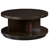Transitional Round Cocktail Table with Lower Open Shelving