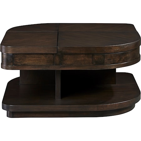 Transitional Wedge Cocktail Table with Double Lift Top