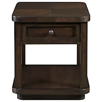 Transitional Rectangular End Table with 1 Drawer and Lower Open Shelf