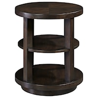 Transitional Round End Table with 2 Open Shelves