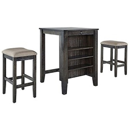 3-Piece Counter Table &amp; 2 Stool Set