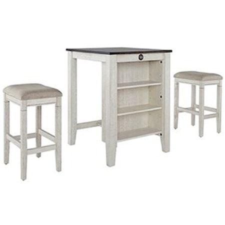 3-Piece Counter Table &amp; 2 Stool Set