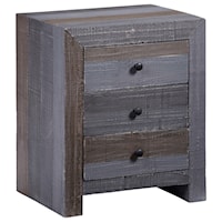 Transitional 3 Drawer Nightstand