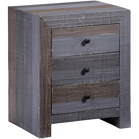 Transitional 3 Drawer Nightstand