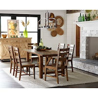 Casual 7-Piece Table and Chair Set with Breadboard Table Leaves