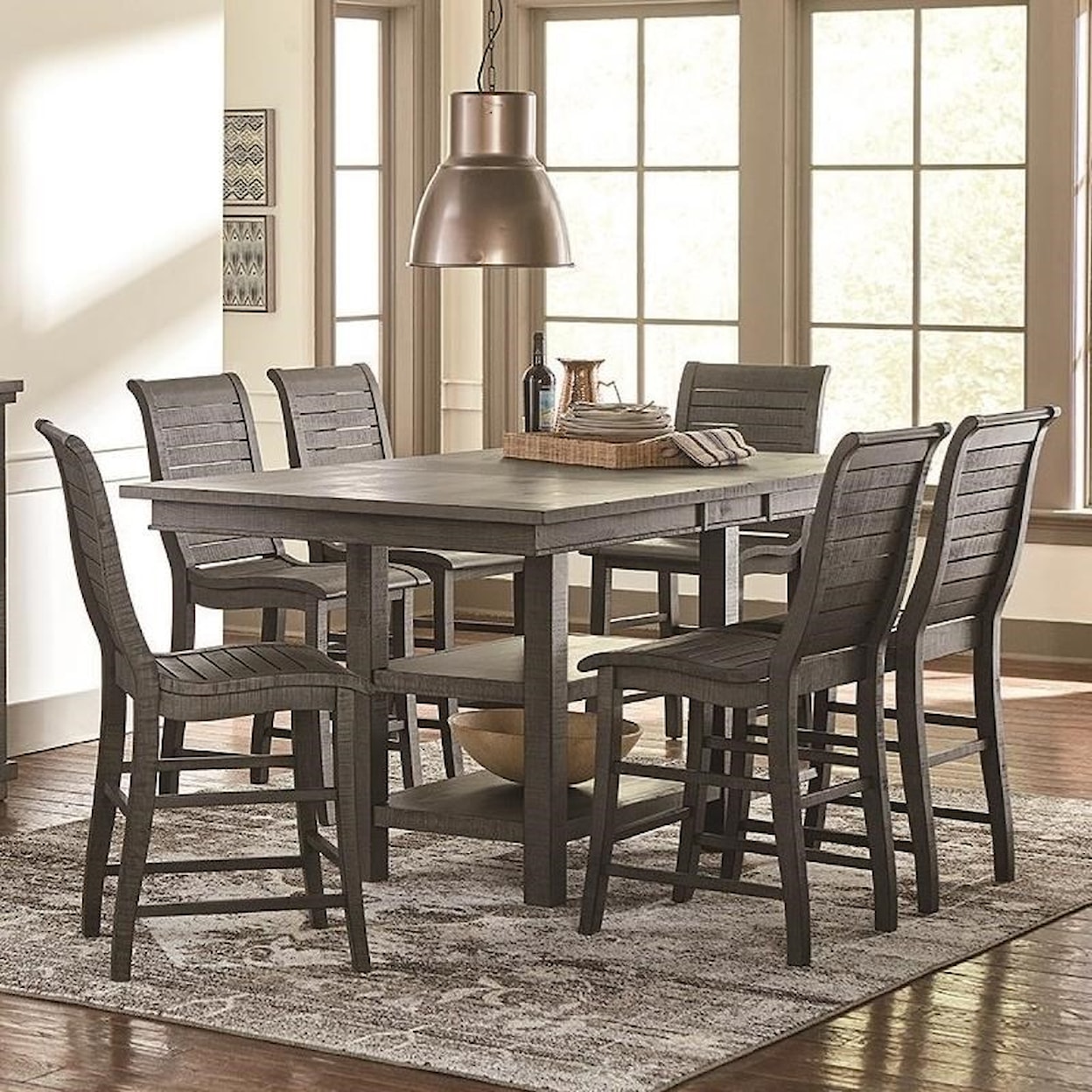 Progressive Furniture Willow Dining 7-Piece Rect. Counter Height Table Set