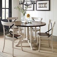 Traditional 5-Piece Round Dining Table Set with Bistro Chairs