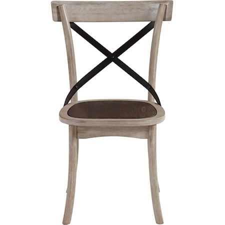 Transitional X-Back Dining Chair with Metal Brace