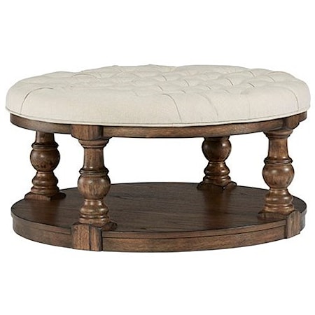 Traditional Round Upholstered Cocktail Table