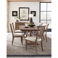 Transitional 7-Piece Dining Set with Upholstered Chairs 