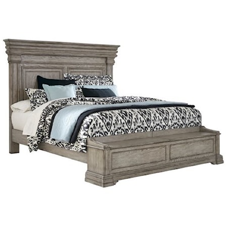 Queen Panel Bed with Blanket Chest Footboard