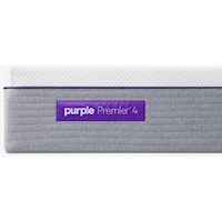 Cal King 13" Hybrid Premium Mattress with a 4" Purple Gel Grid and 17" Stone Grey Cover with Natural Wood Legs, Shipable Foundation