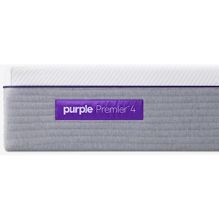 Full 13" Hybrid Premium Mattress with a 4" Purple Gel Grid and 17" Stone Grey Cover with Natural Wood Legs, Shipable Foundation