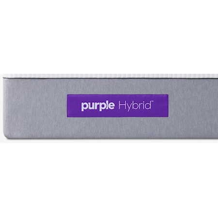 Cal King 11" Purple Hybrid Mattress and 17" Stone Grey Cover with Natural Wood Legs, Shipable Foundation