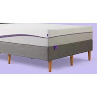 Full 11" Purple Plus™ Mattress and Full 17" Stone Grey Foundation with Natural Finish Wood Legs