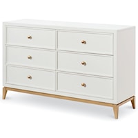 6 Drawer Dresser with Gold Accents
