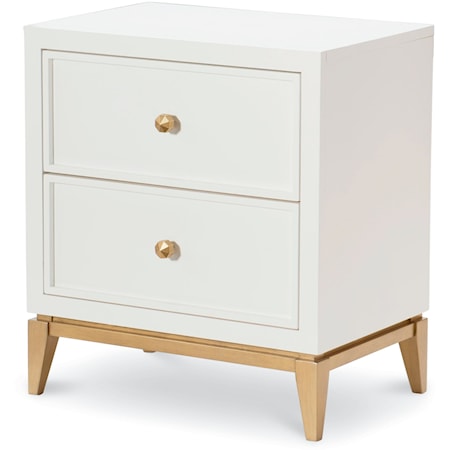 2 Drawer Night Stand with Gold Accents