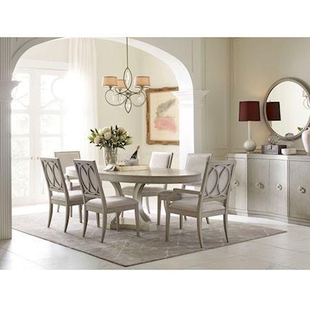 Oval Table and Upholstered Chair Set