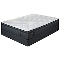Twin Extra Long Plush Pillow Top Innerspring Mattress and 5" Universal Low Profile Navy Foundation