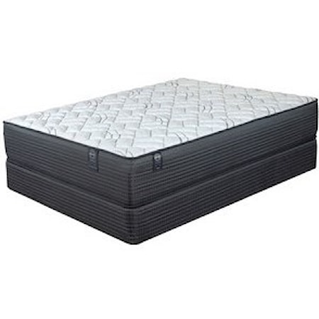 Full 14" Firm Two Sided Pocketed Coil Mattress and 9" Universal Navy Foundation