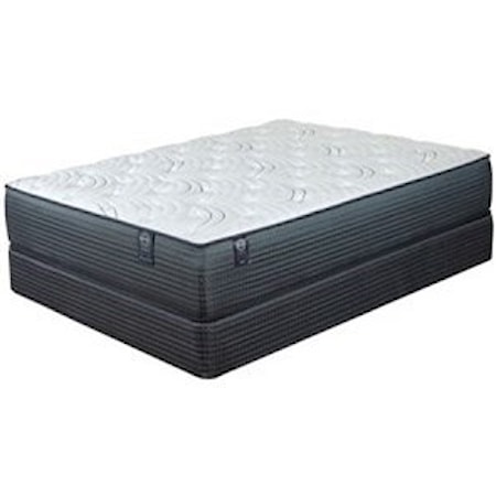 Queen 15" Plush Two Sided Pocketed Coil Mattress and 5" Universal Low Profile Navy Foundation