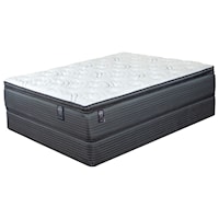 Queen Plush Pillow Top Pocketed Coil Mattress and 9" Universal Navy Foundation