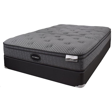 Queen Plush Euro Top Pocketed Coil Mattress and All Wood Foundation