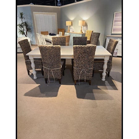 Dining table with Woven Side Chairs