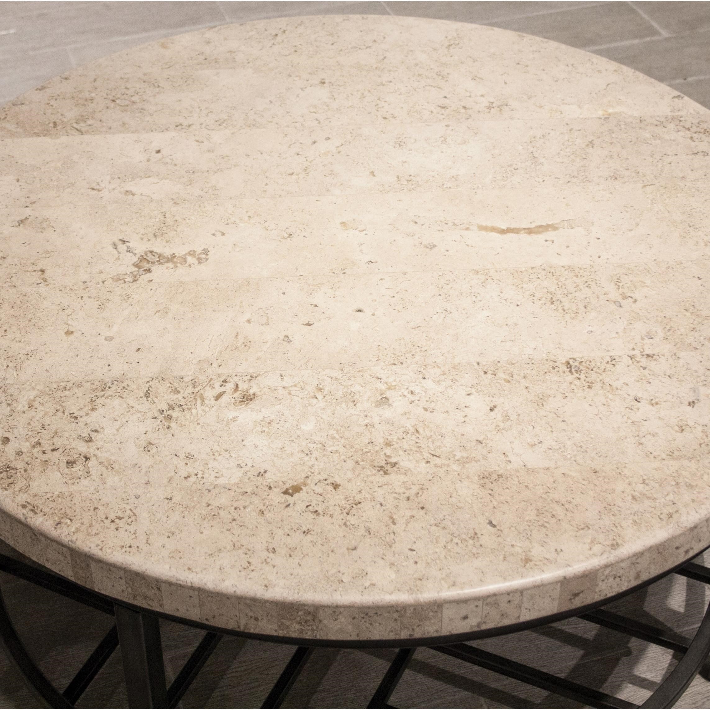 Riverside Furniture Capri Round Cocktail Table with Travertine Stone