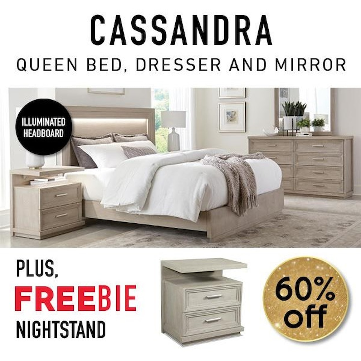 Riverside Furniture Cassandra Cassandra Queen Bed Package with Freebie!