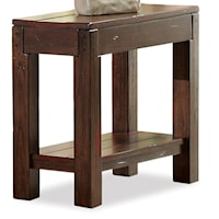 Chairside Table with Fixed Lower Shelf and Block Legs