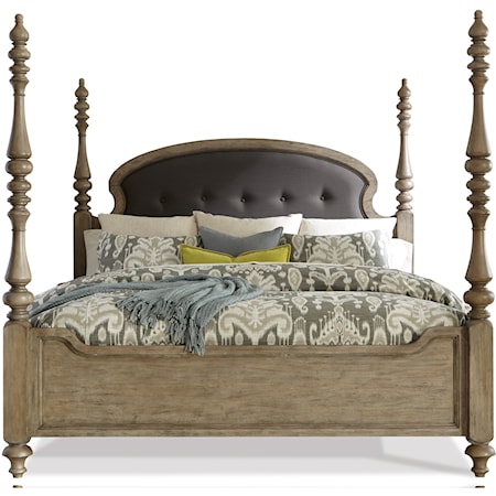 Queen Upholstered Poster Bed